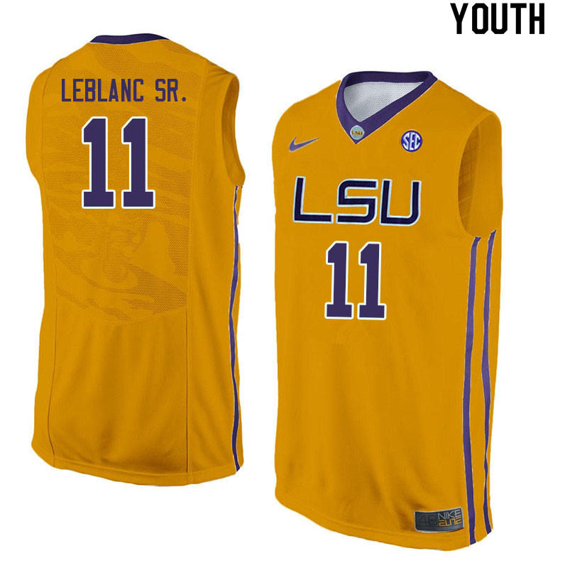 Youth #11 Josh LeBlanc Sr. LSU Tigers College Basketball Jerseys Sale-Yellow
